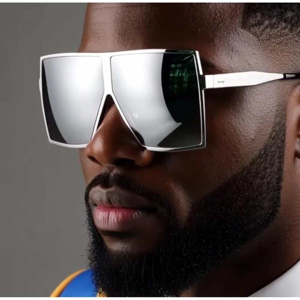 Men Sunglasse Square Flat Top Big Frame UV400 Sun Glasses Oversized Hip Hop 2026
